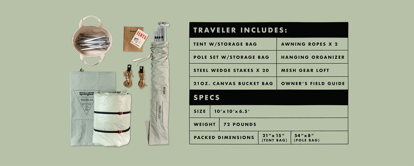 springbar TRAVELER5 テント 1人でも20分で設営完了。レトロでお洒落なテントの紹介！[2024.07.03
